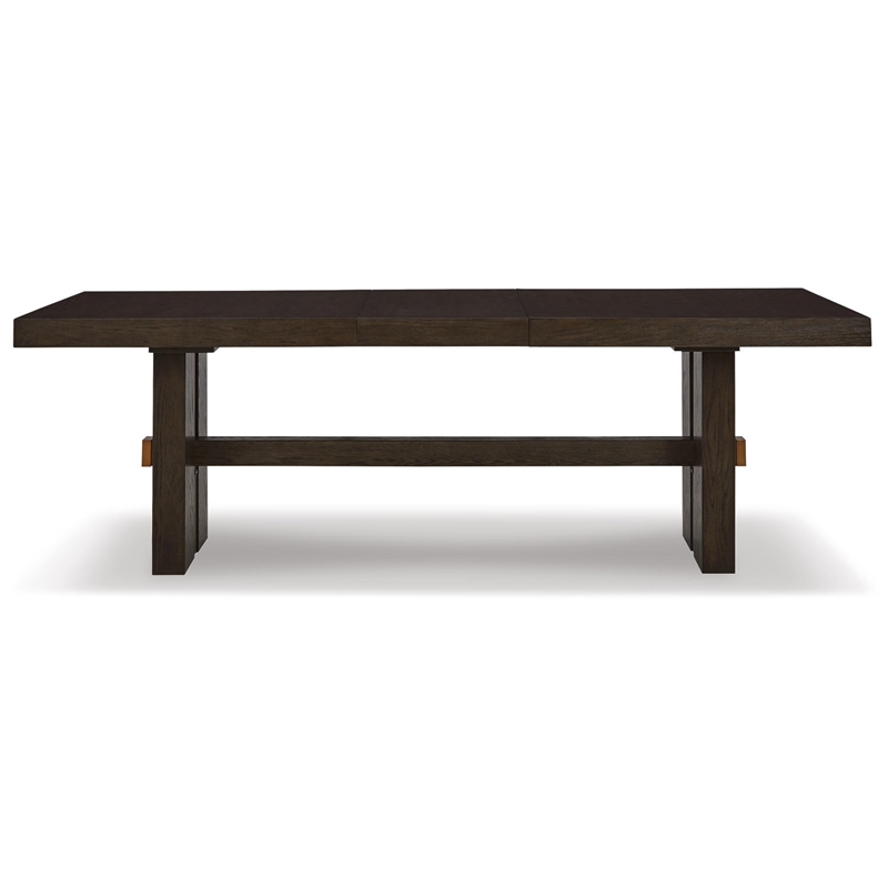 Bowery Hill Wood Dark Brown Dining Table Rectangular Removable Leaf 72-90