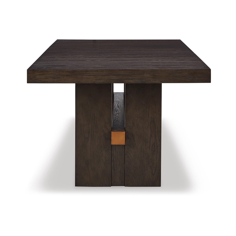 Bowery Hill Wood Dark Brown Dining Table Rectangular Removable Leaf 72-90