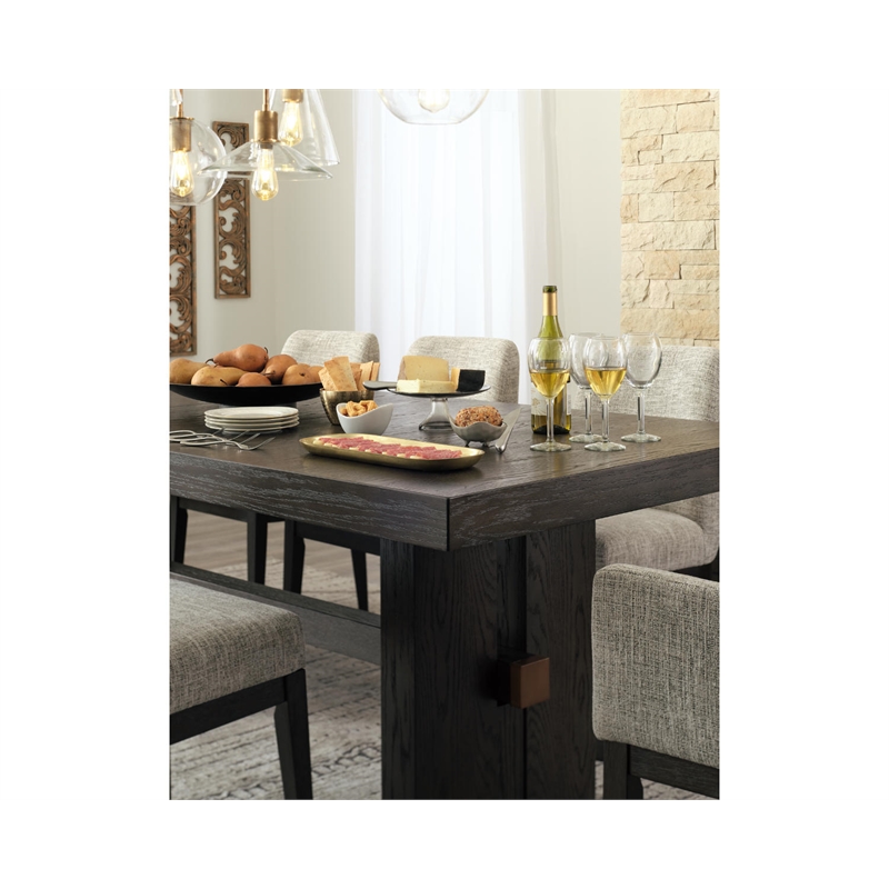 Bowery Hill Wood Dark Brown Dining Table Rectangular Removable Leaf 72-90