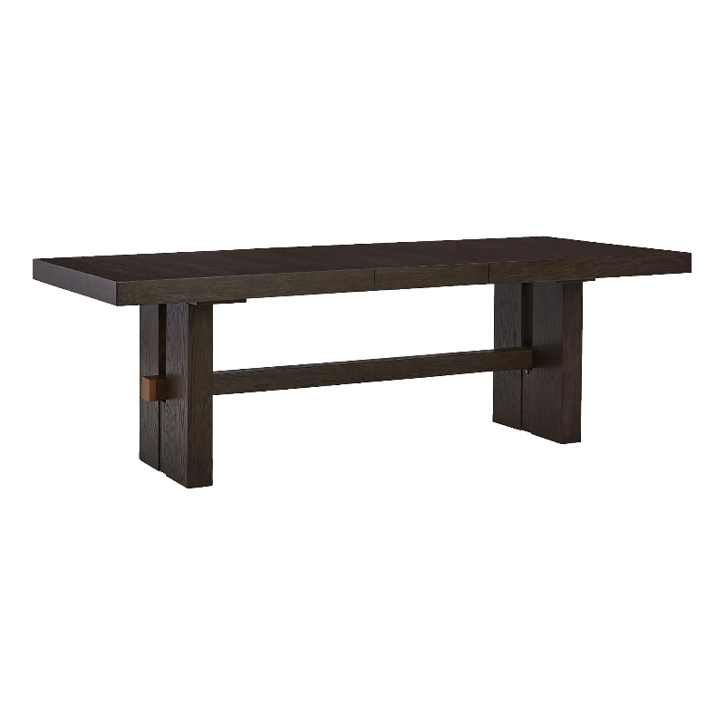 Bowery Hill Wood Dark Brown Dining Table Rectangular Removable Leaf 72-90