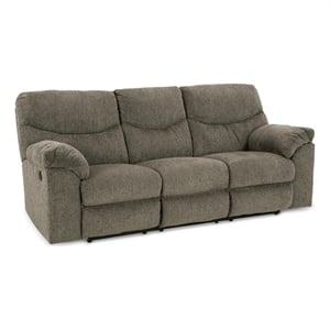 Bowery Hill Contemporary Fabric & Wood Reclining Sofa in Gray