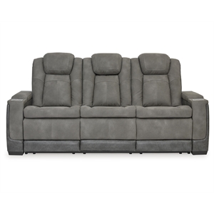 Bowery Hill Modern Faux Leather Power Reclining Sofa in Gray