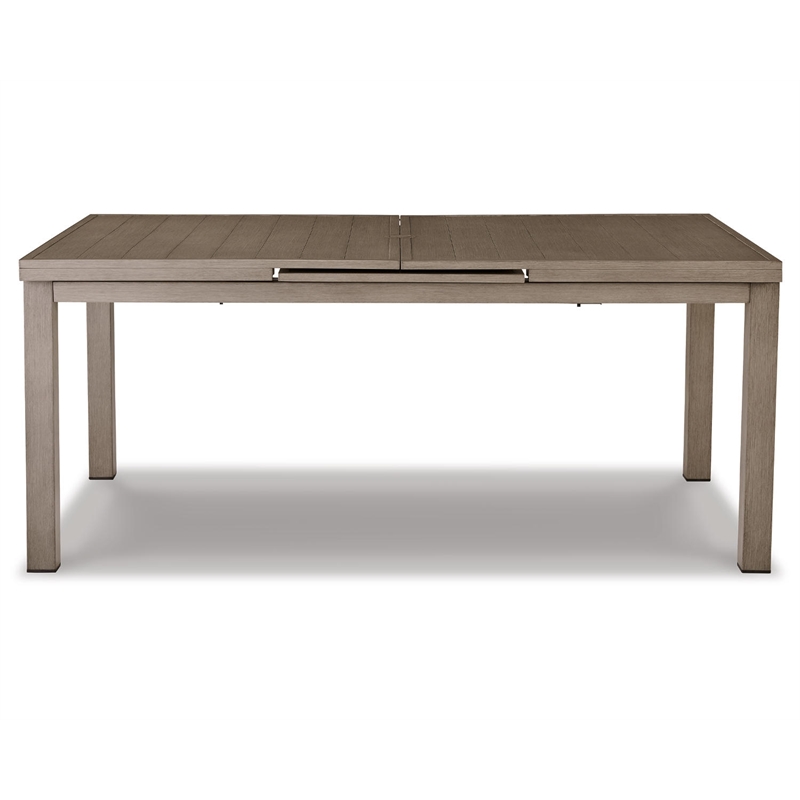 Bowery Hill Outdoor Rectangular Aluminum Dining Table in Brown