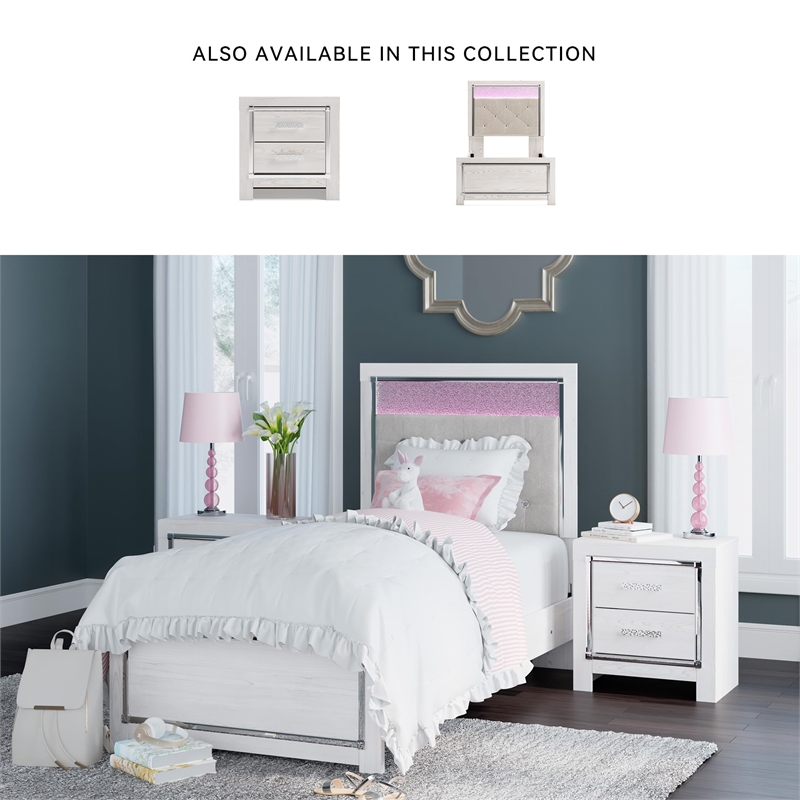 Bowery Hill Upholstered Fabric King Panel Headboard in White/Gray