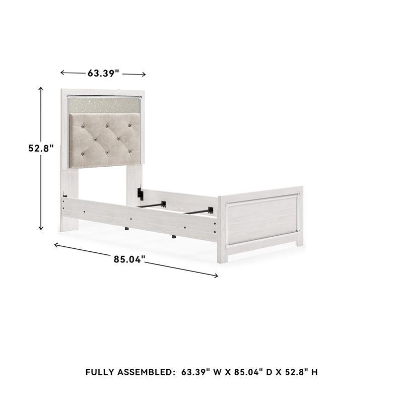 Bowery Hill Upholstered Fabric King Panel Headboard in White/Gray
