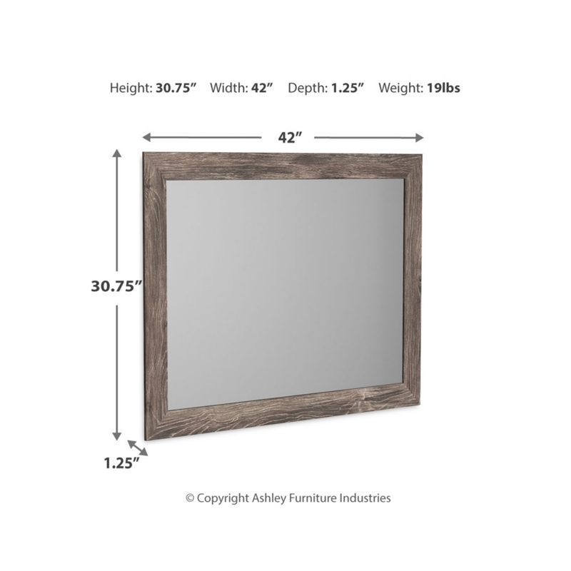 Bowery Hill Contemporary Gray Engineered Wood Frame Bedroom Mirror