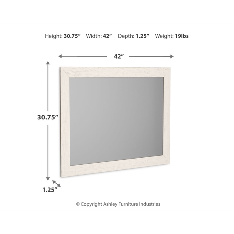 Bowery Hill Contemporary White Engineered Wood Frame Bedroom Mirror