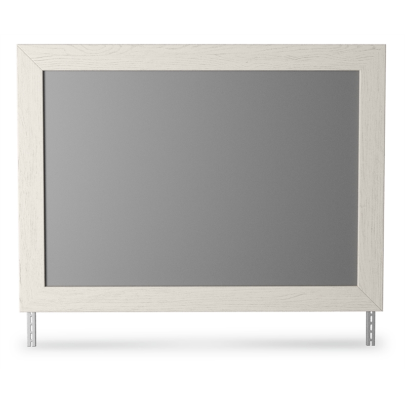 Bowery Hill Contemporary White Engineered Wood Frame Bedroom Mirror