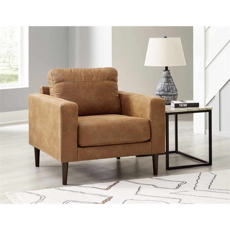 Bowery Hill Modern / Contemporary Corner-blocked Frame Caramel Chair