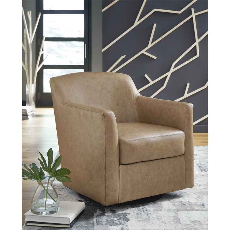 Bowery Hill Modern / Contemporary Light Brown Swivel Accent Chair