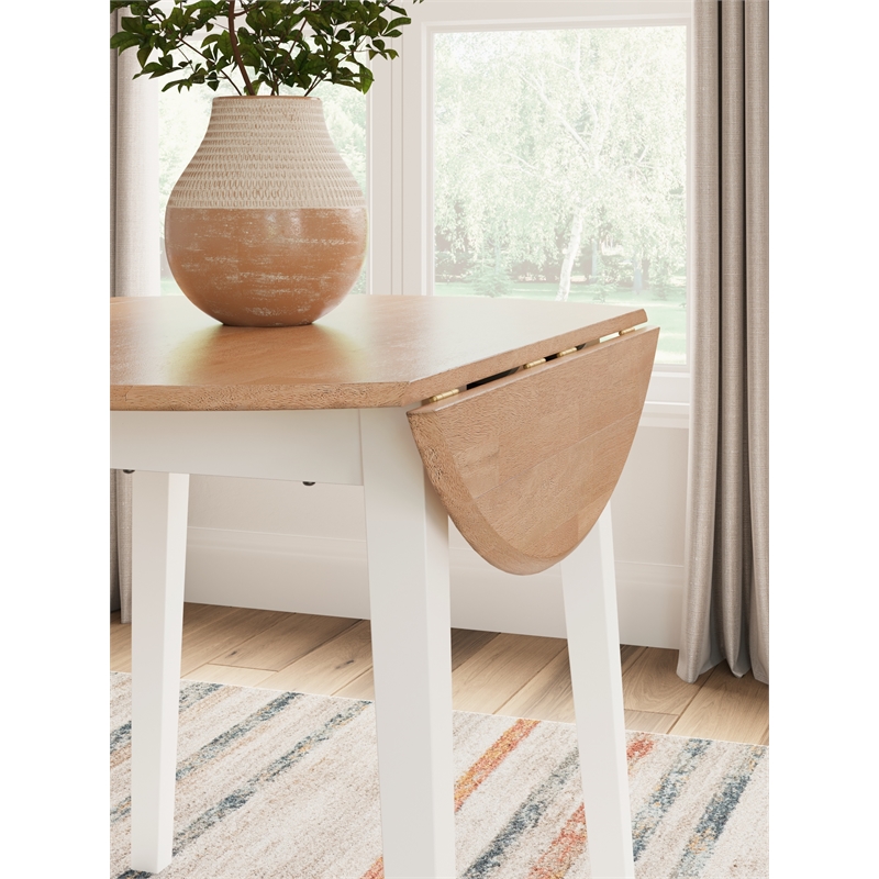 Bowery Hill Contemporary Light Brown Wood Dining Drop Leaf Table