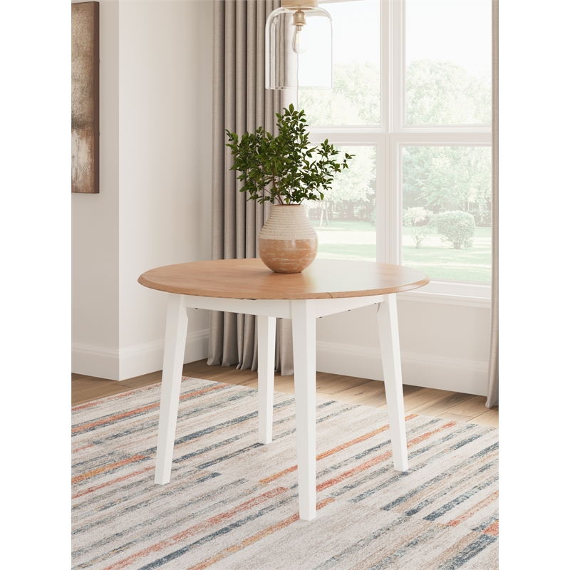 Bowery Hill Contemporary Light Brown Wood Dining Drop Leaf Table