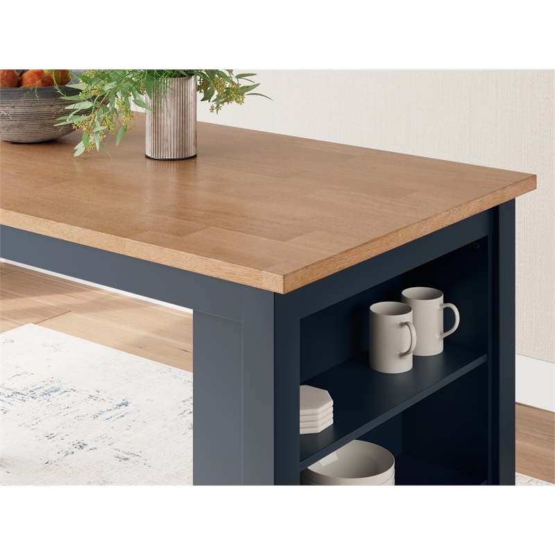 Bowery Hill Rubberwood Mango Counter Height Dining Table Rectangular Storage Shelves 60