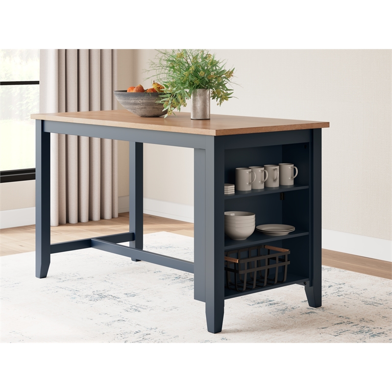 Bowery Hill Rubberwood Mango Counter Height Dining Table Rectangular Storage Shelves 60