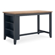 Bowery Hill Rubberwood Mango Counter Height Dining Table Rectangular Storage Shelves 60