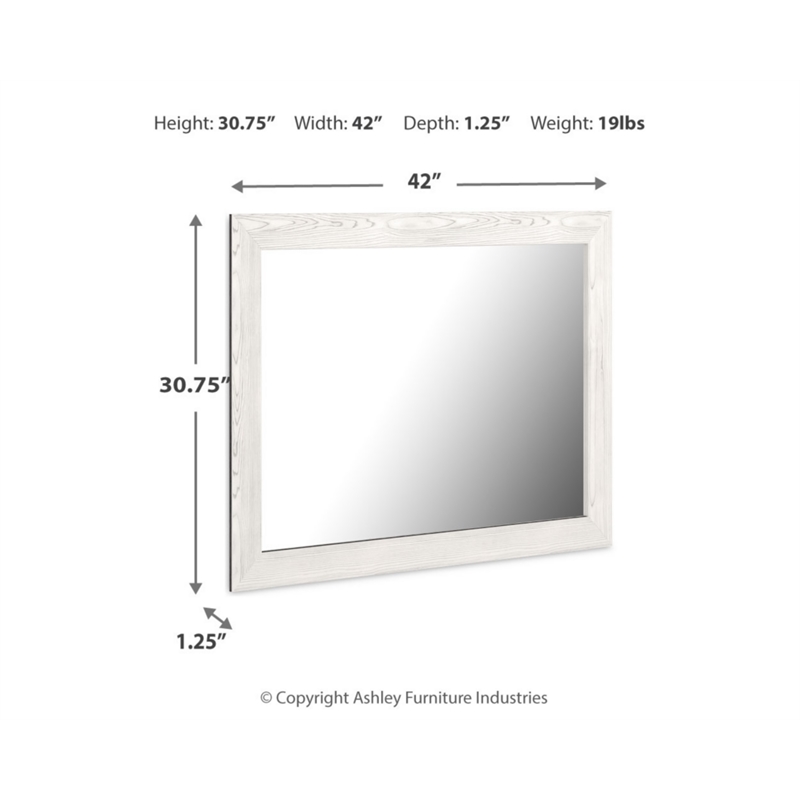 Bowery Hill Contemporary White Engineered Wood Frame Bedroom Mirror