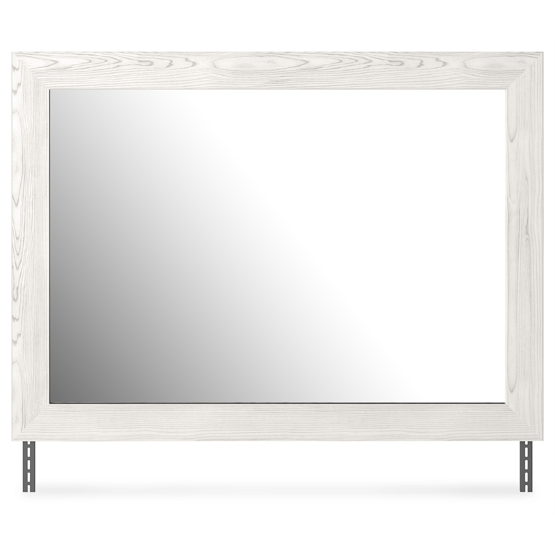 Bowery Hill Contemporary White Engineered Wood Frame Bedroom Mirror