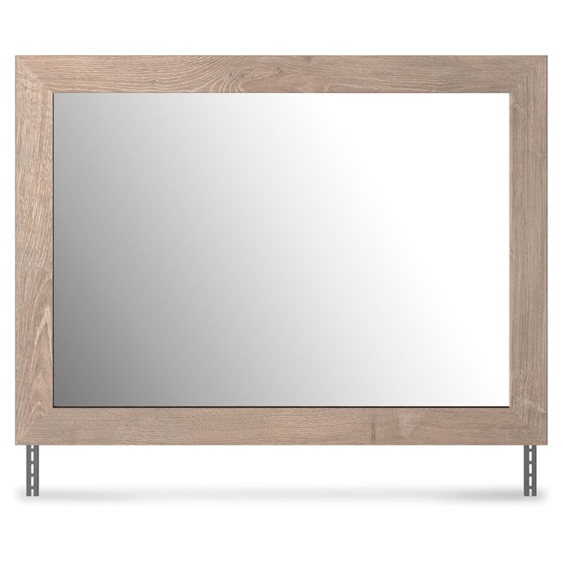 Bowery Hill Light Brown Engineered Wood Frame Bedroom Mirror