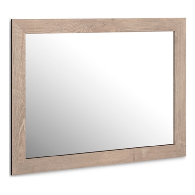 Bowery Hill Light Brown Engineered Wood Frame Bedroom Mirror