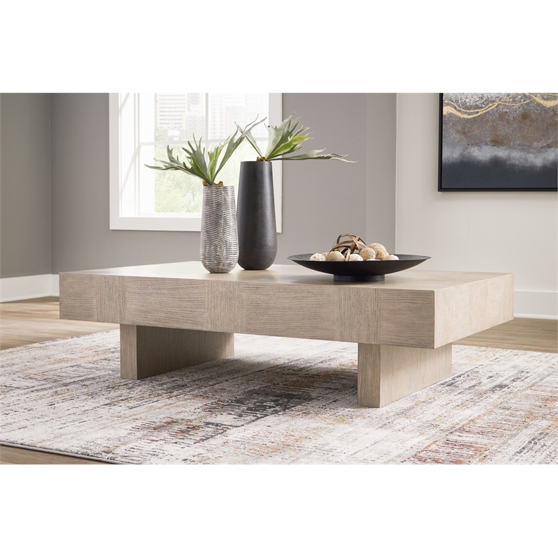 Bowery Hill Hardwood Light Gray Coffee Table Rectangular 60