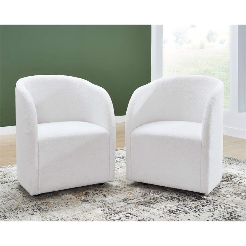 Bowery Hill Contemporary Engineered Wood Dining Chair in White (Set of 2)