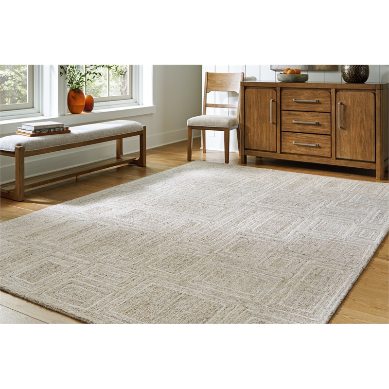 Bowery Hill Modern / Contemporary Gray & Ivory Finish 8x10 Rug