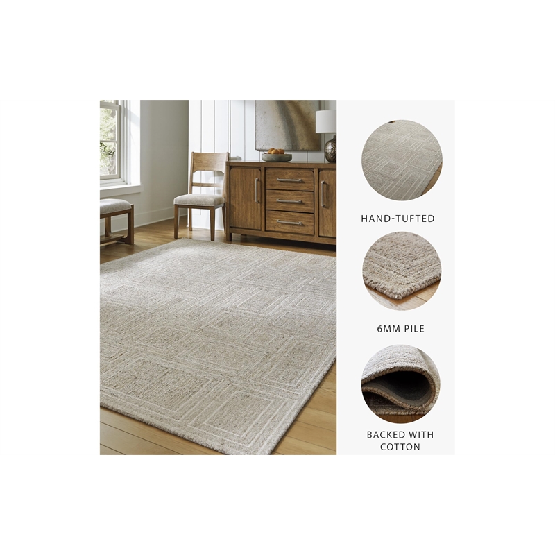 Bowery Hill Modern / Contemporary Gray & Ivory Finish 8x10 Rug