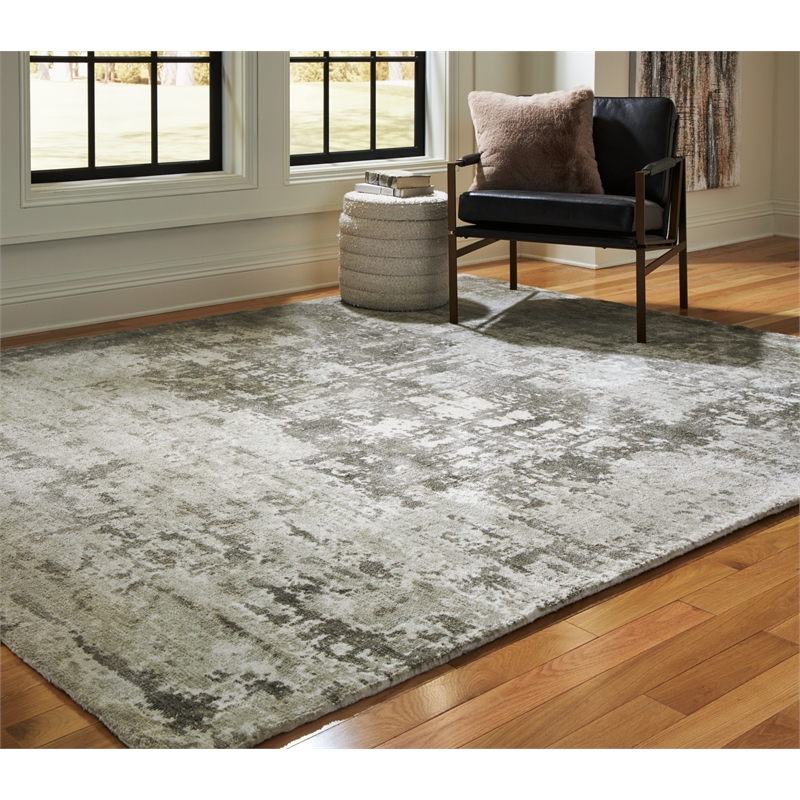 Bowery Hill Contemporary Machine Woven Polyester Gray 8x10 Rug