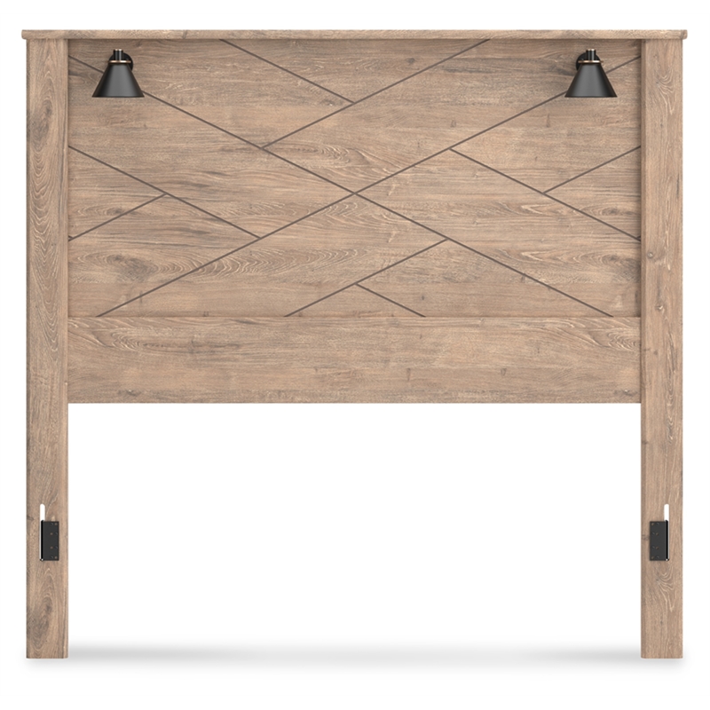 Bowery Hill Engineered Wood Light Brown Queen Panel Headboard