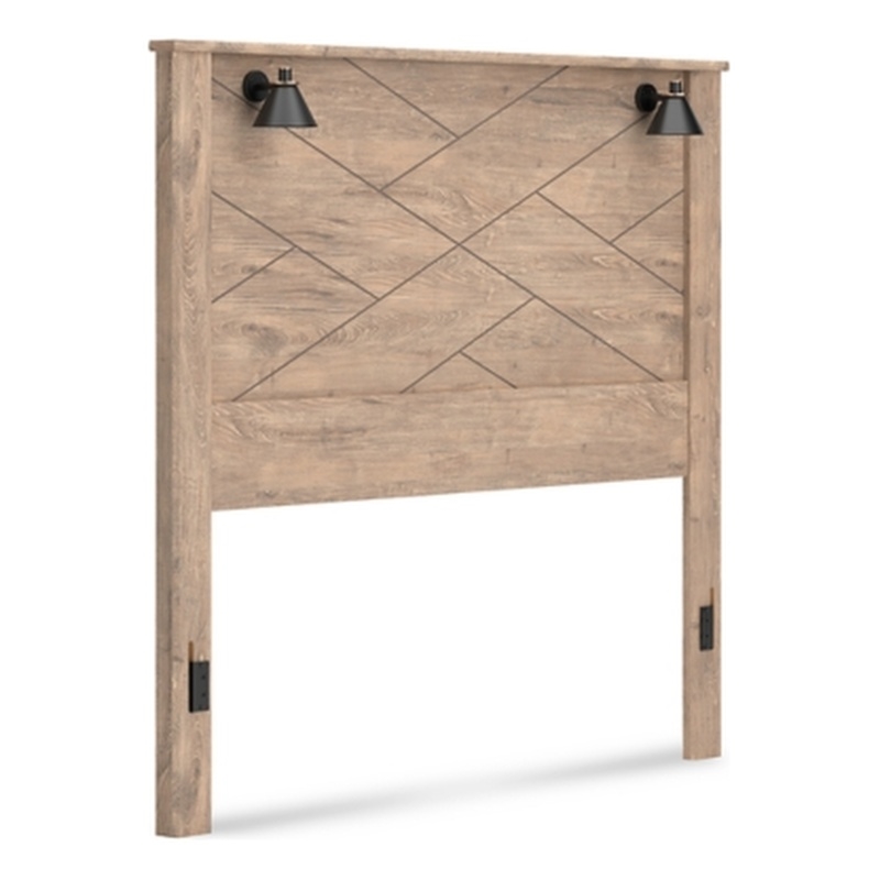 Bowery Hill Engineered Wood Light Brown Queen Panel Headboard