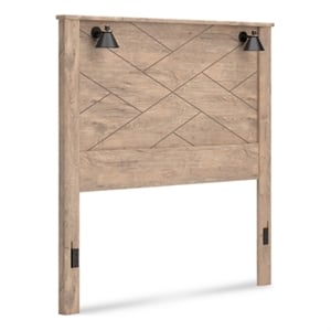 Bowery Hill Engineered Wood Light Brown Queen Panel Headboard