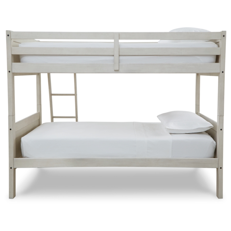 Bowery Hill Contemporary White Twin/Twin Bunk Bed with Ladder