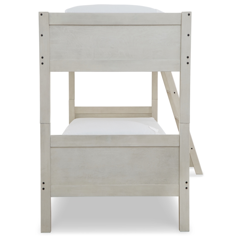 Bowery Hill Contemporary White Twin/Twin Bunk Bed with Ladder