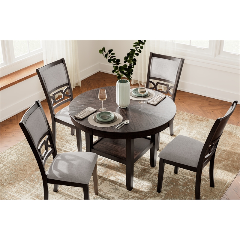 Bowery Hill Modern Brown Dining Table and 4 Chairs - Set of 5