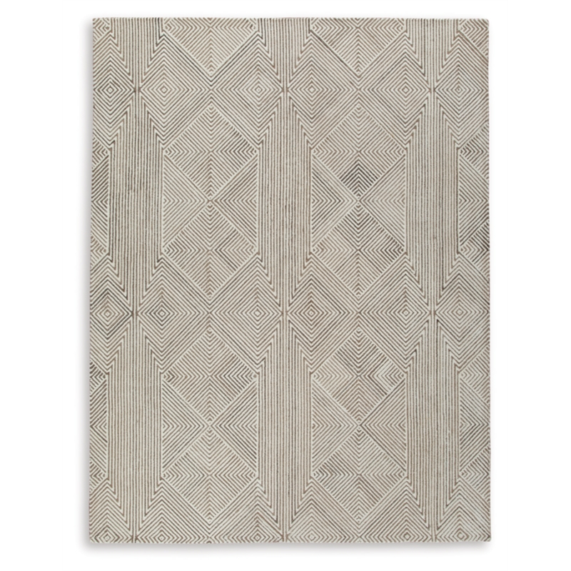 Bowery Hill Contemporary Wool and Polyester Beige & Brown 8x10 Rug