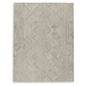 Bowery Hill Contemporary Wool and Polyester Beige & Brown 8x10 Rug