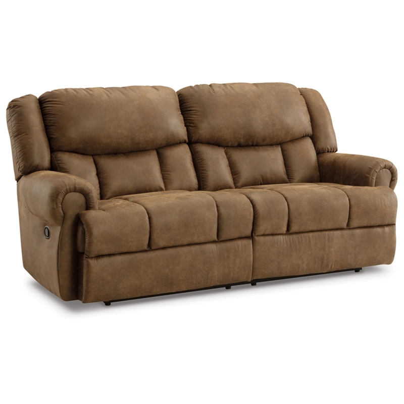 Bowery Hill Traditional Faux Leather Reclining Sofa in Brown