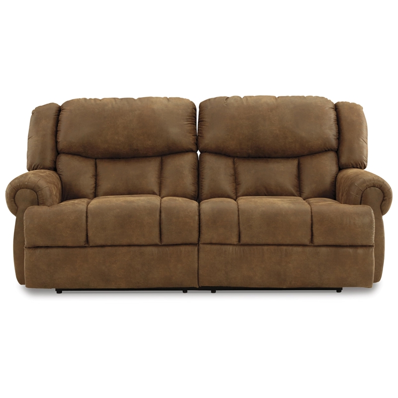 Bowery Hill Traditional Faux Leather Reclining Sofa in Brown