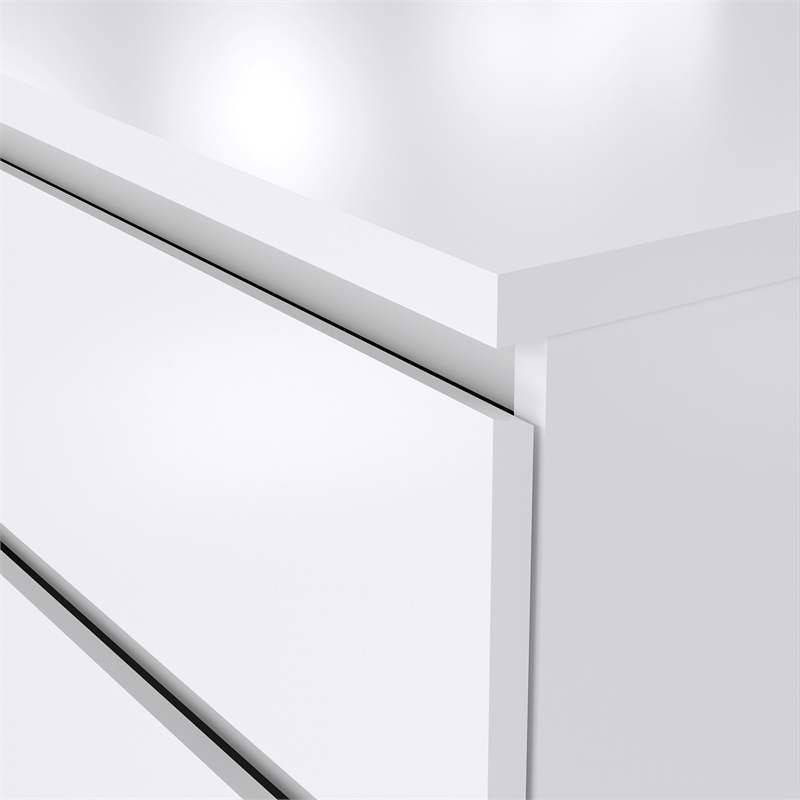 Bowery Hill Set of 3 Double Dresser & 2 Nightstands in White High Gloss