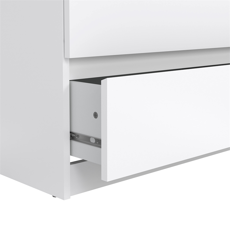 Bowery Hill Set of 3 Double Dresser & 2 Nightstands in White High Gloss