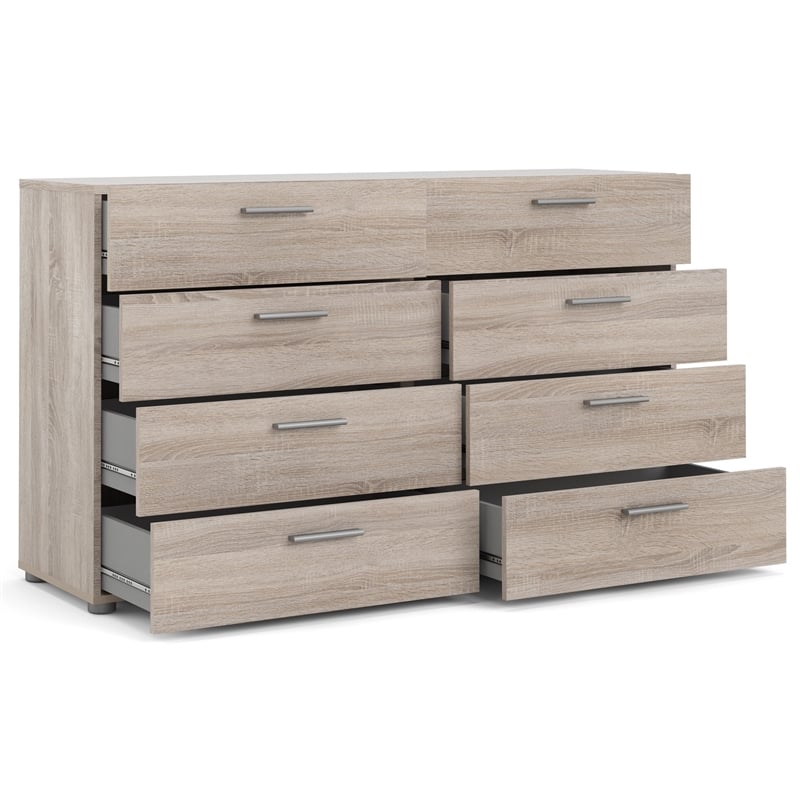 Bowery Hill Set of 3 Double Dresser & 2 Nightstands in Truffle