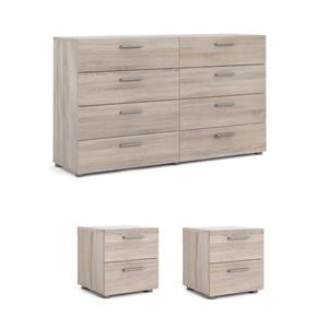 Bowery Hill Set of 3 Double Dresser & 2 Nightstands in Truffle