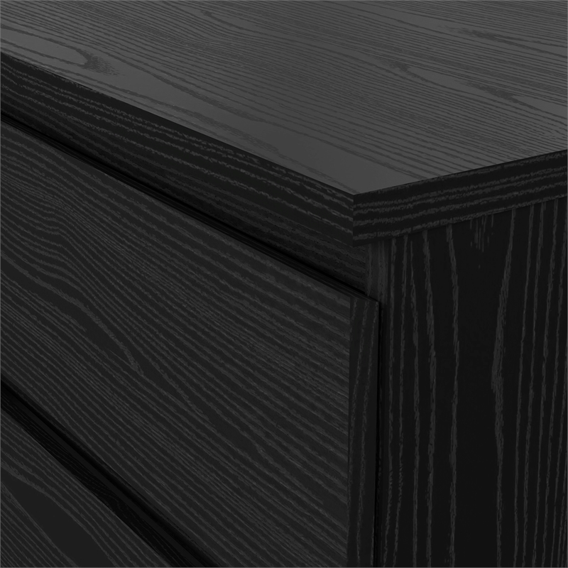 Bowery Hill Set of 3 Double Dresser & 2 Nightstands in Black Woodgrain