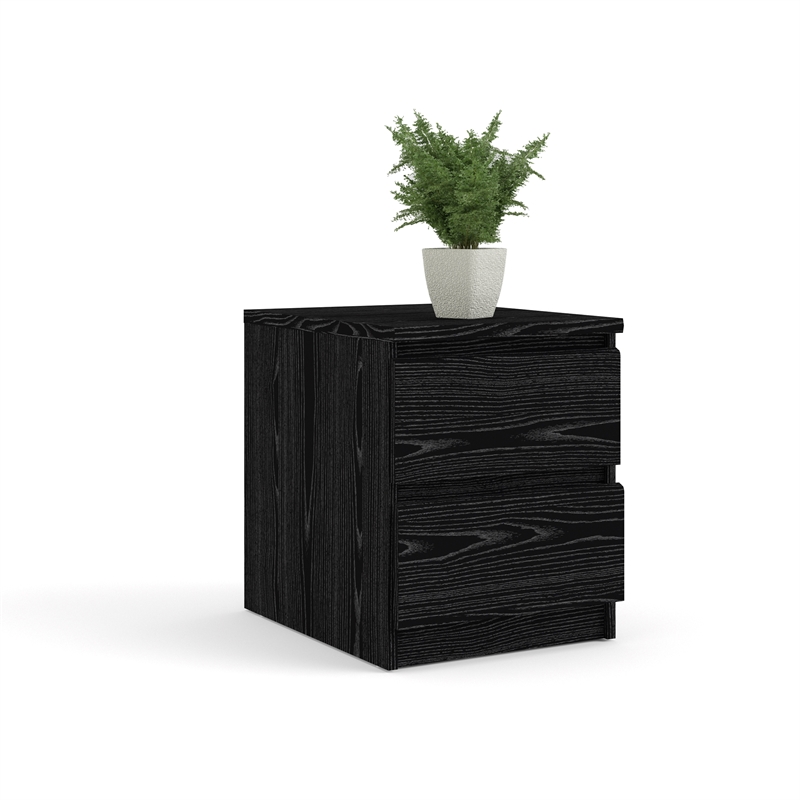 Bowery Hill Set of 3 Double Dresser & 2 Nightstands in Black Woodgrain