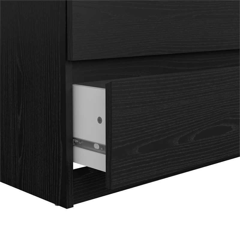 Bowery Hill Set of 3 Double Dresser & 2 Nightstands in Black Woodgrain