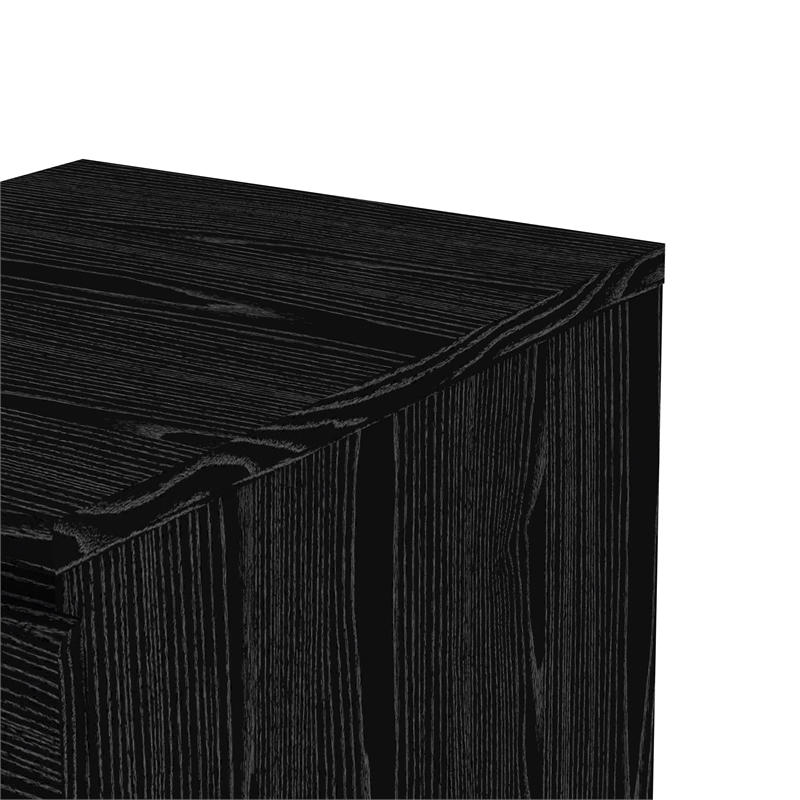 Bowery Hill Set of 3 Double Dresser & 2 Nightstands in Black Woodgrain
