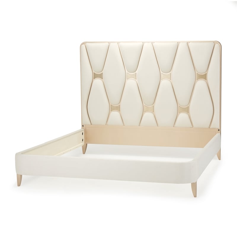 Bowery Hill Contemporary Queen Panel Bed - Champagne Ivory/Chardonnay