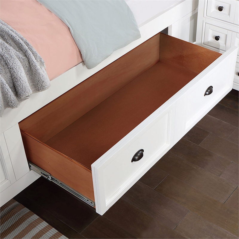 Bowery Hill Transitional Wood 2-Drawer Full Bed in White Finish