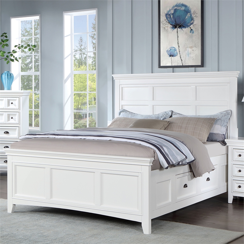 Bowery Hill Transitional Wood 2-Drawer Full Bed in White Finish
