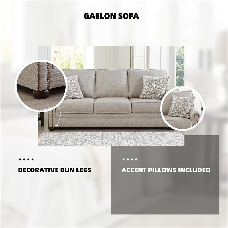 Bowery Hill Traditional Corner-blocked Frame Polyester Dune Sofa